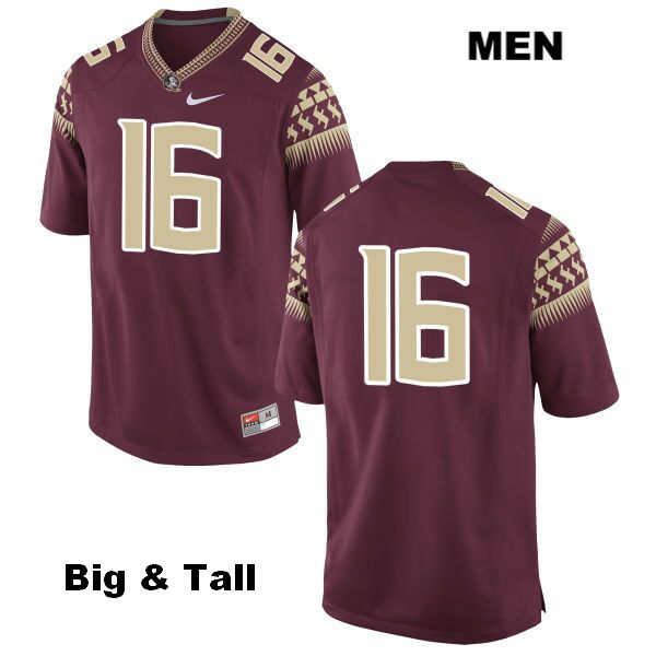 Men's NCAA Nike Florida State Seminoles #16 J.J. Cosentino College Big & Tall No Name Red Stitched Authentic Football Jersey TEV7169BN